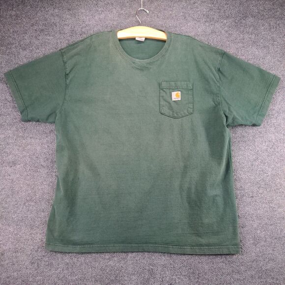 Carhartt Short Sleeve T Shirt Size 2XL Green Patch Logo Front Pocket - Picture 2 of 12